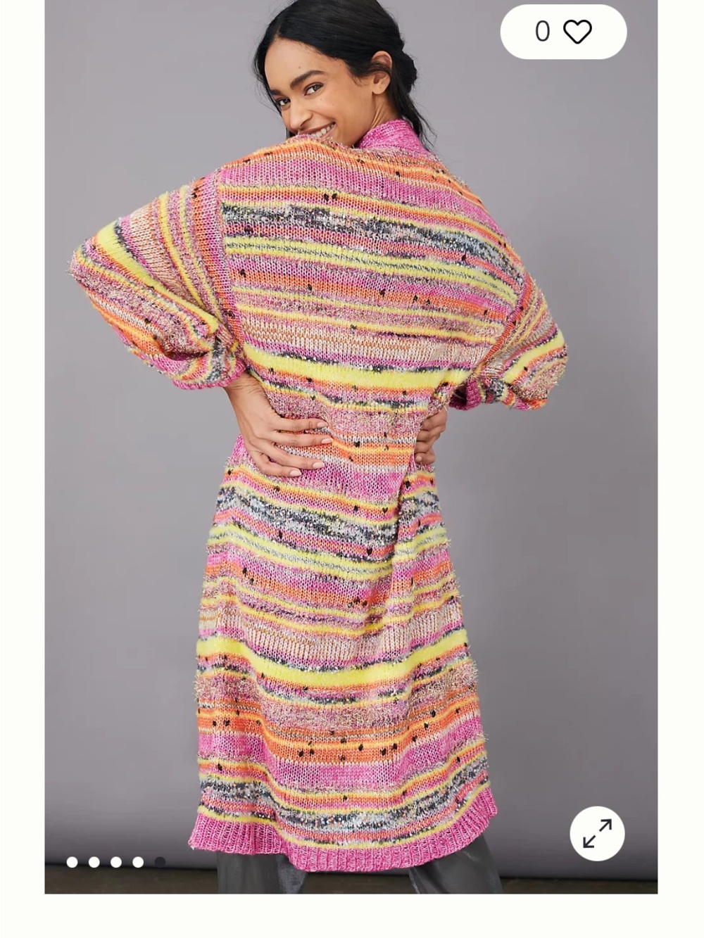 Anthropologie Pink Multi-Color Long Open Cardigan Juliette - Picture 5 of 9